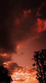 Low angle view of cloudy sky at sunset