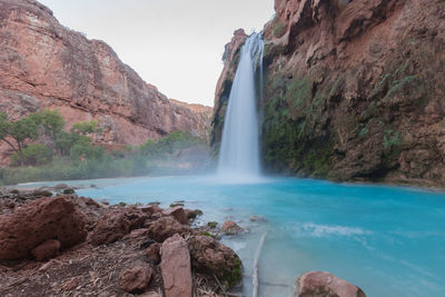 Scenic view of waterfall