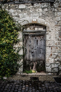 Closed door of old building