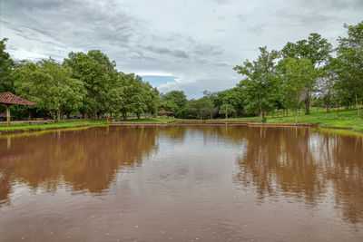 Scenic view of lake against sky