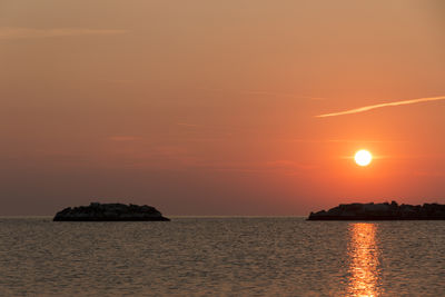 Scenic view of sea at sunset