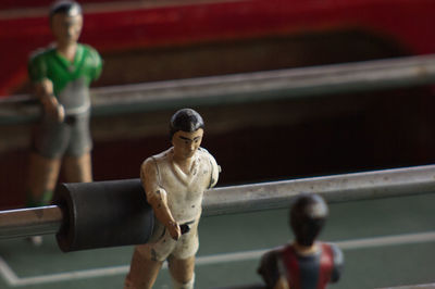 Close-up of table soccer game
