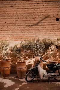 Bicycle leaning on a street in marrakech