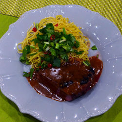 Close-up of meal served in plate