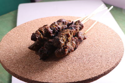 Close-up of chocolate cake in plate