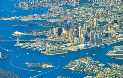 Aerial view of city at waterfront