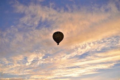 Low angle view of hot air balloon against sky