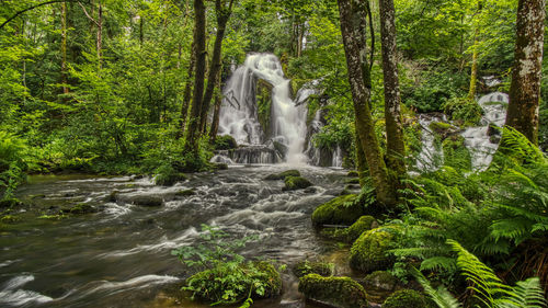 Idyllic view of waterfall