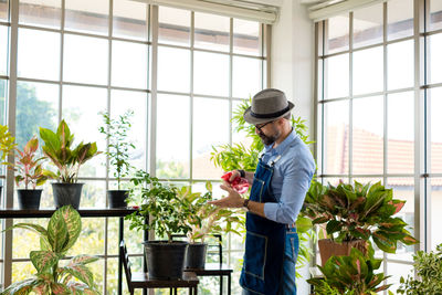 Man watering plants