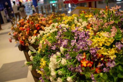 Flowering plants at market stall