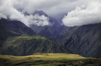 Scenic view of mountains against sky