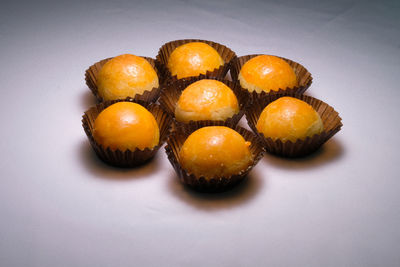 High angle view of fruits in plate