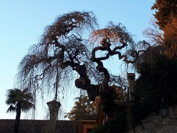 Low angle view of statue against clear sky