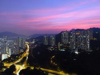 City lit up at night