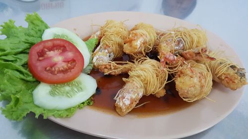 Close-up of food in plate on table