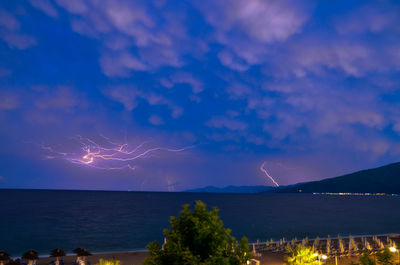 Scenic view of sea against sky at night