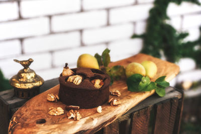 Close-up of cake on table