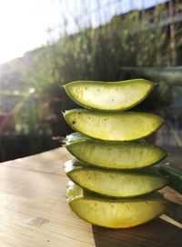 Close-up of bananas on table