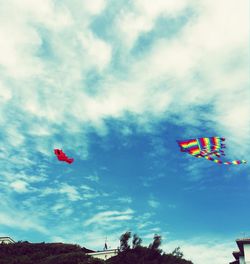 Low angle view of flag against sky