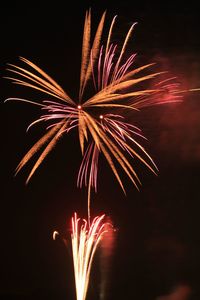 Firework display at night