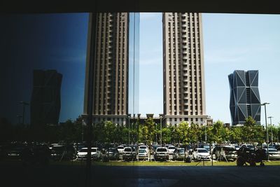 Low angle view of modern office building