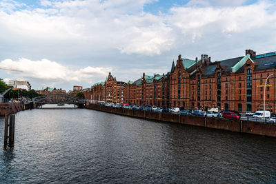 The warehouse district or speicherstadt. wandrahmsfleet canal. unesco world heritage site