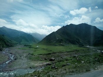 Scenic view of mountains against sky