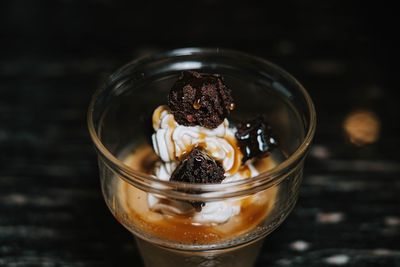 Close-up of drink in glass on table