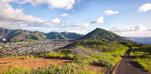 Scenic view of mountains against sky