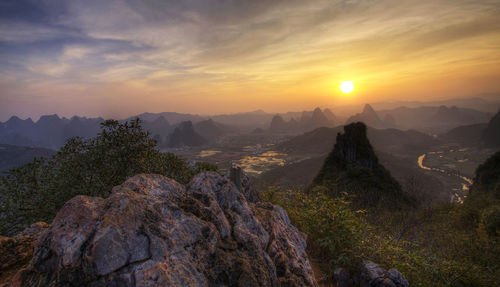 View of landscape at sunset