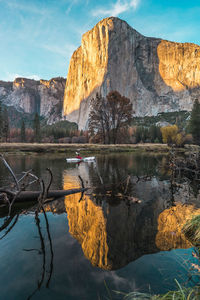 Reflection of mountains in water