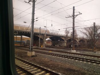 Railroad station platform against sky