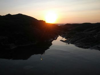 View of stream at sunset