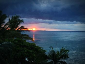 Scenic view of sea against sky during sunset