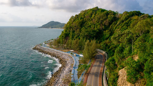 High angle view of sea against sky