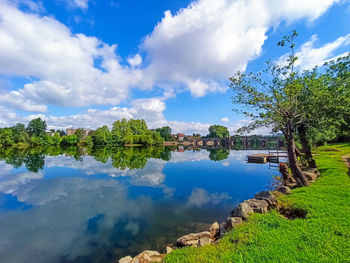 Scenic view of lake against sky