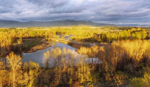 Scenic view of river against sky