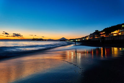 Scenic view of sea against sky at sunset