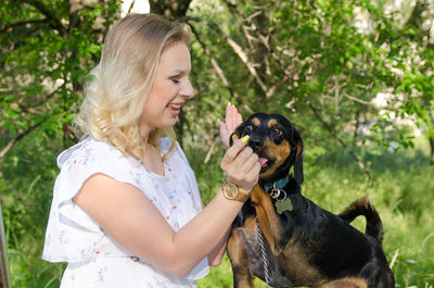 Young woman with dog