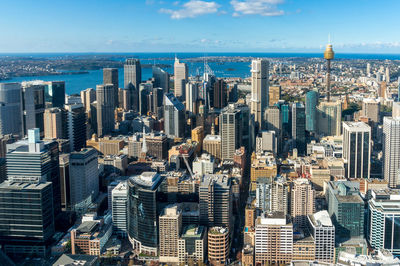 Aerial view of cityscape against sky 