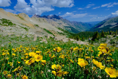 Scenic view of mountains against sky