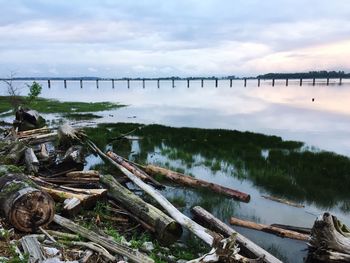 Scenic view of lake against sky