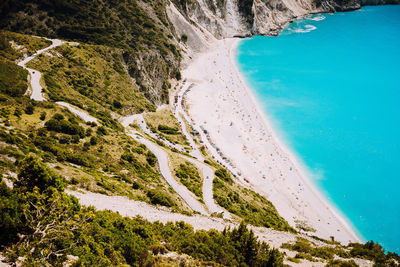 High angle view of beach