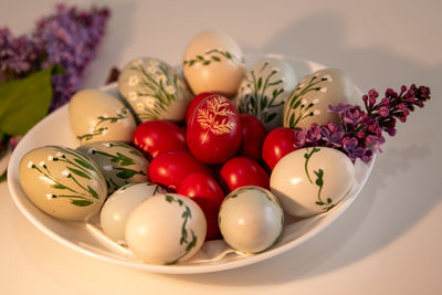 Close-up of christmas decorations on table