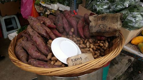 Various fruits for sale at market stall