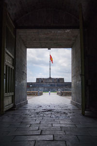 View of flags at night