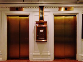 Closed door of building