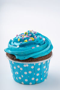 Close-up of cupcakes against white background