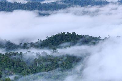 Scenic view of fog against sky