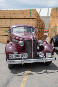 Vintage car on road in city